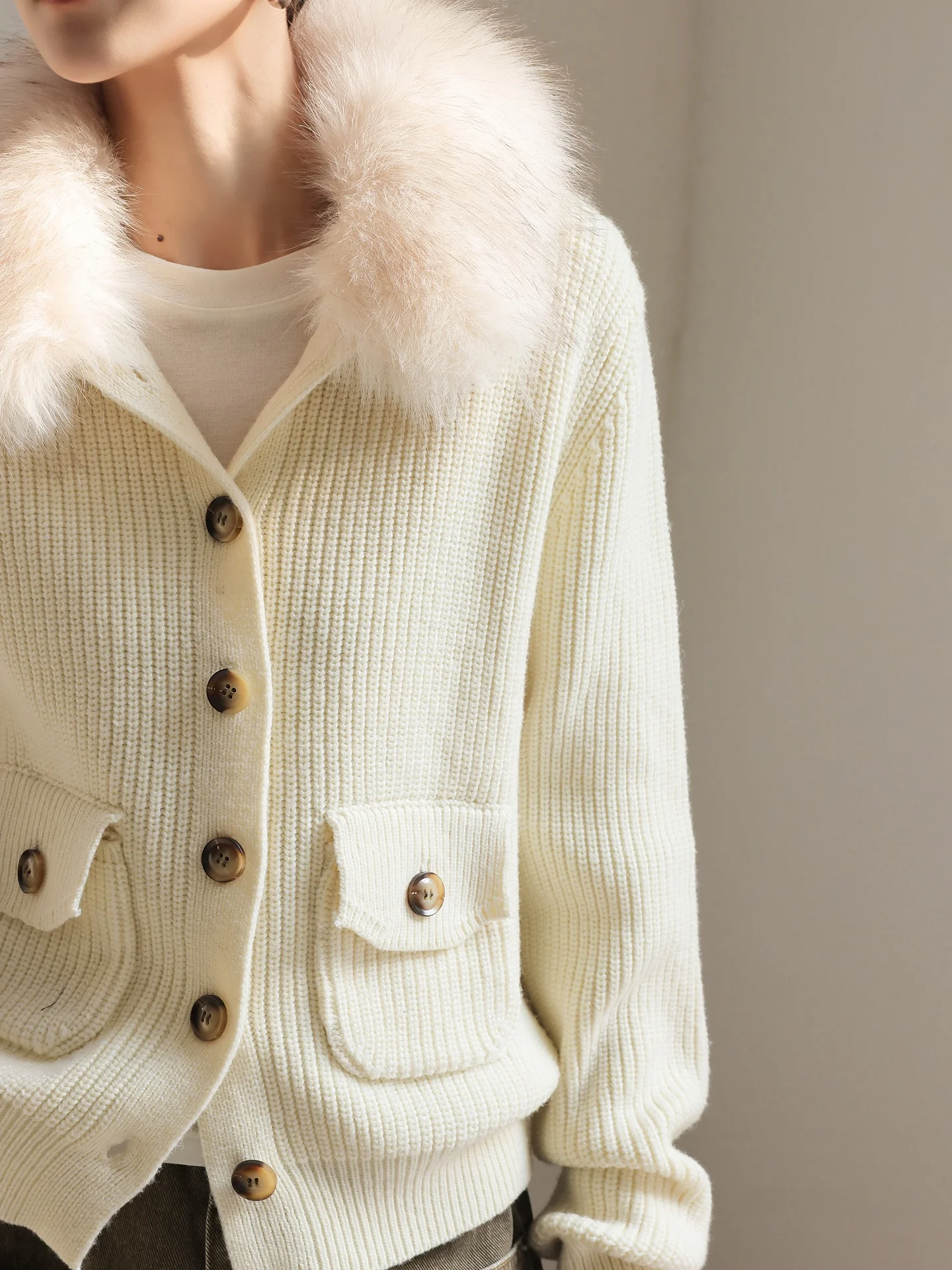 JWUNIQUE Wine Dimple Large Fur Collar Knitted Sweater Women's Autumn Winter New Sle Loose Fit Long Sve Open Cardigan - AliExpress Sweaters&Jumpers