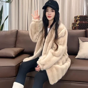 Ele Thiened Warmth Plu Jaet Autumn Winter New Sle Gentle High-End Feeling Environmental Protection Mink Medium-Le... - AliExpress Sweaters&Jumpers