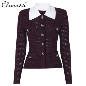 2026 Spring New French Elegant Fashion Rhinestone Button Long Sleeve Versatile Knitted Sweaters Tops Women's Cardigan Jacket - AliExpress Sweaters&Jumpers