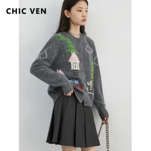CHIC VEN New Women Sweaters Loose Knitted Cardigan Long Sleeve Jumpers Female Outerwear Small For Girl Autumn Winter 2026 - AliExpress Sweaters&Jumpers