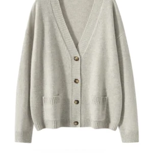 Women's V-neck Cardigans 100% Cashmere Sweater Loose Office Lady Knitwear Retro Pockets Style Autumn Winter Essential Outerwear - AliExpress Sweaters&Jumpers