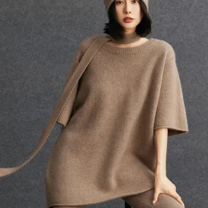 CHICUU Women Loose Cashmere Sweater O-neck Half Sleeve Pullover 100% Cashmere Knitwear Autumn Winter High Quality Soft Clothes - AliExpress Sweaters&Jumpers
