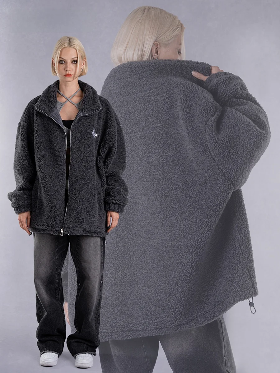 LAND Winter Lamb Velvet Long Sve Open Cardigan Loose Trousers Dstring Design Street Sle Regular Length Polyester - AliExpress Sweaters&Jumpers