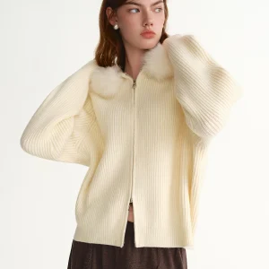 DUSHU 2025 Winter Women's Detachable Faux Fur Hooded Knit Cardigan - Long Sleeve Open Front Cozy Sweater for Casual Outerwear - AliExpress Sweaters&Jumpers