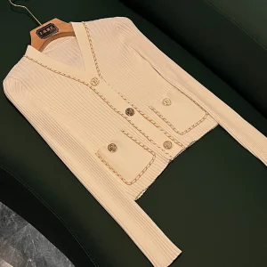 High-End Color Faionable Knitted Long Sve V-Ne Open Cardigan Metal Button Spring 2026 New Sle F729 - AliExpress Sweaters&Jumpers