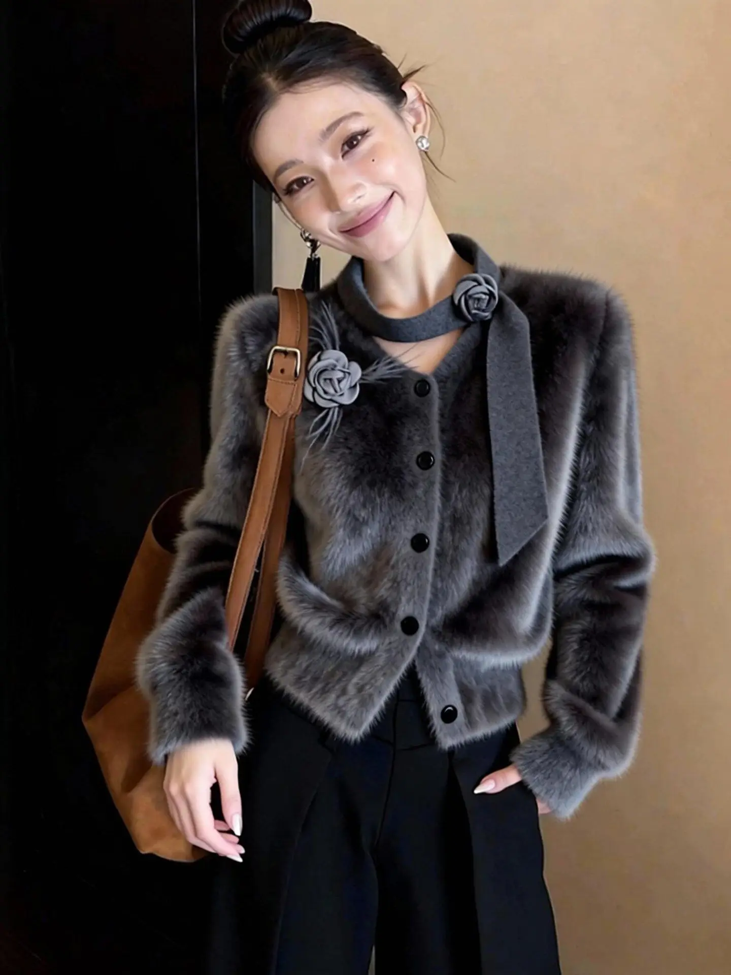 Korean Sle Luxury Long Sve Mink Velvet Open Cardigan Women's Loose Winter Faion Top Versatile Ele Casual irt - AliExpress Sweaters&Jumpers