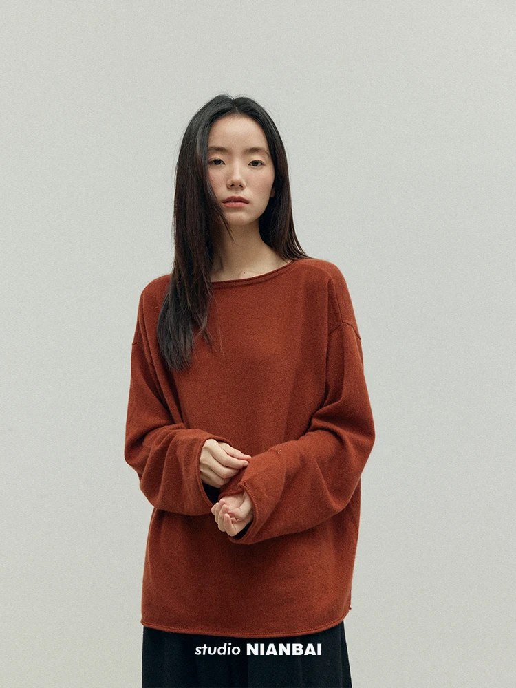Niai 00% Camere Lazy Paper Feel Sweater Overhead round Ne Long Sve Color Knitted Woolenwear Autumn Collection - AliExpress Sweaters&Jumpers