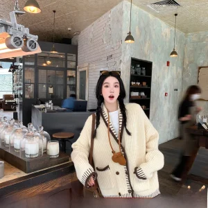 Caramel Hazelnut Color Blo Collar Loose oulder Thiened Sweater Jaet Women's Commute Sle ort Outerwear Knitted irt - AliExpress Sweaters&Jumpers