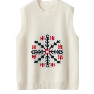 CHICUU Autumn Winter Women's 100% Cashmere Sweater O-neck Snow Jacquard Waistcoat Sleeveless Pullover Cashmere Knitwear New Chic - AliExpress Sweaters&Jumpers