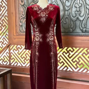 Ele Velvet Qipao Dr for Older Women Spring Autumn Sle Wedding Dr Materni Gift Long Sve V Ne mid Length - AliExpress Sweaters&Jumpers
