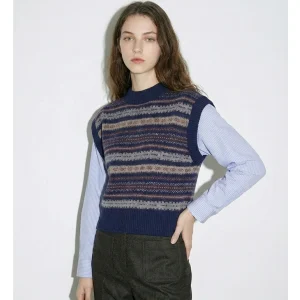 Acousotg Women's Knitted Wool Sweater Vest irt Sve Patchwork Loose Fit Soft Briti Sle Autumn Winter Faion Top - AliExpress Sweaters&Jumpers