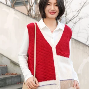 Heavyweight Luxury Camere Knitted Vest V-Ne Open-Front Embroidered Patchwork Color Blo Warmth Faion Briti Sle - AliExpress Sweaters&Jumpers