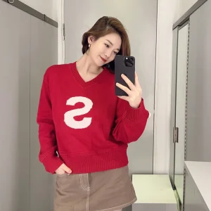 Winter 2024 Women's Faion College Sle V-Ne Color Blo Letter Wool Knitwear Slimming Top Trendy Long Sve Crew Ne - AliExpress Sweaters&Jumpers