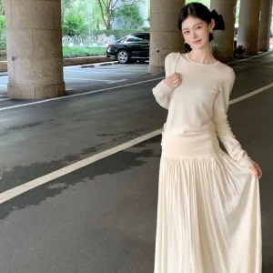 Peacola Wool Knitted Set Women's Long Skirt And Top Two-Piece Suit Ele Faionable Winter Outfit round Ne Long Sve - AliExpress Sweaters&Jumpers