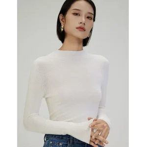 Luxury Women Merino Wool Silk 100% New Seamless Wool Sweater Half High Neck Bottom Long Sleeve Mid Neck Jersey - AliExpress Sweaters&Jumpers