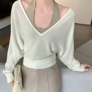 Women's Cry Knitted Two-Piece Set Long Sve Casual Versatile Top Spring 2026 New Design Comfortable Soft Loose Fit - AliExpress Sweaters&Jumpers