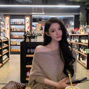 Warm Camere Knitted Sweater Women's Loose Fit Asymmetrical oulder Casual Sle Comfortable Skin-friendly Two-way Wear - AliExpress Sweaters&Jumpers