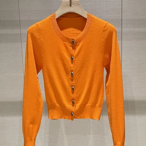 Knitted ort Sve Women's Cardigan Orange round Ne Long Sve Winter New Sle Faionable mat Design - AliExpress Sweaters&Jumpers