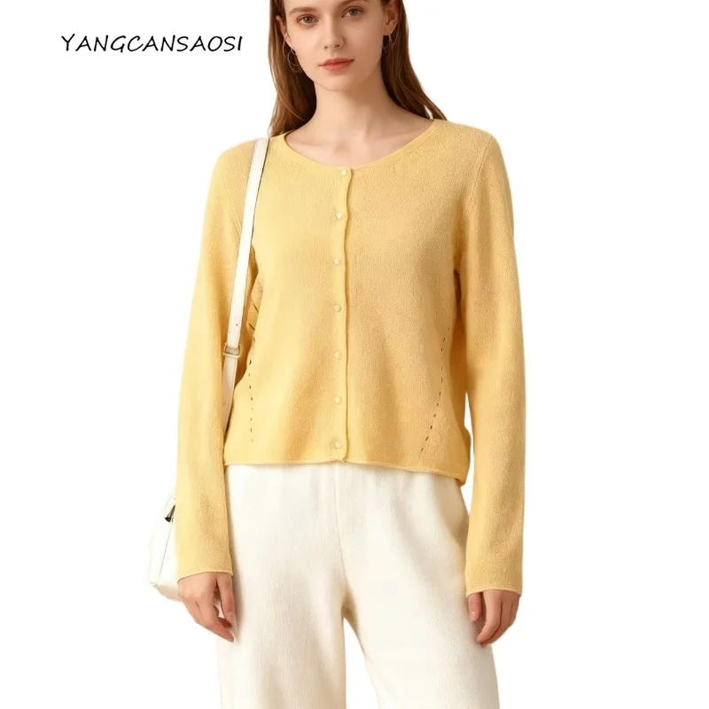 Seamless Integrated 100% Cashmere Blend Knitted Cardigan Women Versatile Autumn/Winter Loose Comfortable Skin Friendly Sweater - AliExpress Sweaters&Jumpers