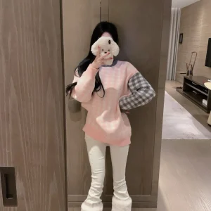Heavy Embroidery Knitted Sweater Women's Long Sle Cotton Wool Blend Cheered Patterned Top Sweet Sle Casual Loose Fit - AliExpress Sweaters&Jumpers