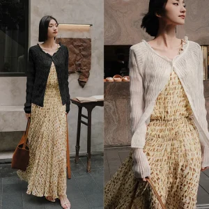 Wind Home Narrow Cro Windproof Wave Pattern Lotus Le  Collar Sweater Open Cardigan Versatile Two Colors UV Protection - AliExpress Sweaters&Jumpers