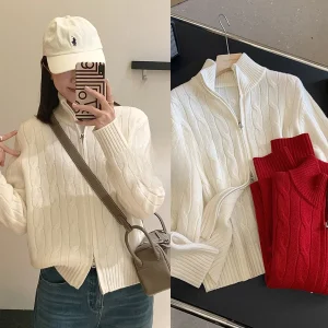 Women's Knitted Cardigan Woolen Zipper Ne Pullover Long Sve Casual Sle Faion Spring Season Regular Length - AliExpress Sweaters&Jumpers