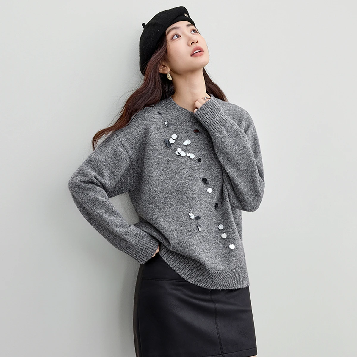 SENTUBILA Women's Sequined Sweaters Autumn 2026 Office Lady Knitwear Long Sleeve Pullover Knitted Loose Ladies Jumper W54EE3142 - AliExpress Sweaters&Jumpers
