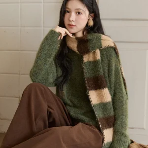MISHOW Christmas Women's French Retro Scarf Sweater Two-piece Set 2025 Winter Green Knitted Sweater Round Neck Top MXE90Z2823 - AliExpress Sweaters&Jumpers