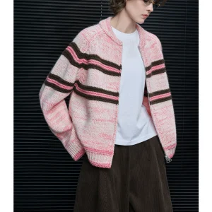 Striped Knitted Open Cardigan Sweater Women's Sle Unique Color Blo Spring Faion Streetwear Loose Fit Long Sve - AliExpress Sweaters&Jumpers