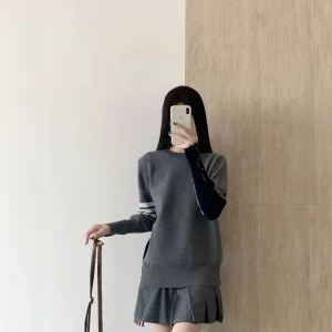 Autumn Winter New Style round Neck Spliced Color Casual Versatile Macaron Sweater Unisex Comfortable Knitted Cotton Sweater - AliExpress Sweaters&Jumpers