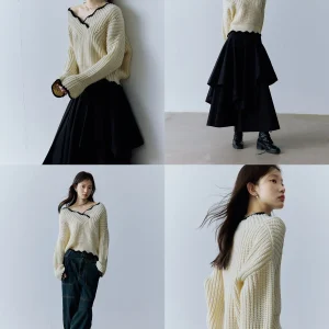 Fussed Urban Collection Women's Knitted V-Ne Top Textured 3-Needle Color Blo Long Sve Warm Ciwalk Faion - AliExpress Sweaters&Jumpers