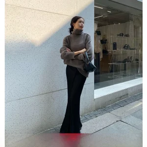 Thiened Long Sve High Collar Women's Knitted Sweater 00 Woolen Casual Outerwear Cozy Winter Faion French Sle - AliExpress Sweaters&Jumpers