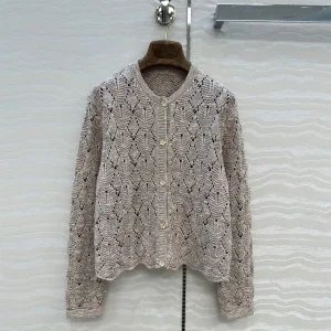 2025 New Fashion Argyle Hollow Out Crochet Knitted Cardigans Women O-neck Long Sleeve Flower Buttons Chic Sweet Sweater - AliExpress Sweaters&Jumpers