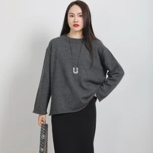 Baoulan Wool Lazy Loose High-End ey round Ne Sweater Comfortable Commute Sle Long Sve Mid-Length Coat Fem - AliExpress Sweaters&Jumpers