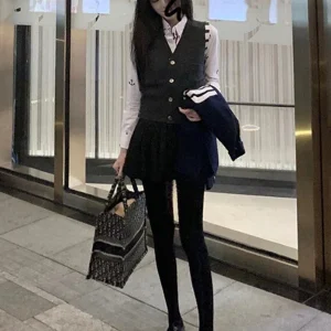 Striped Woolen Vest Knitted Sweater Briti Sle Svel ex Open Cardigan Trendy Couple Wear V-Ne Regular Length - AliExpress Sweaters&Jumpers