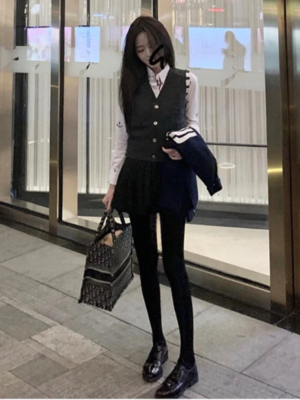 Striped Woolen Vest Knitted Sweater Briti Sle Svel ex Open Cardigan Trendy Couple Wear V-Ne Regular Length - AliExpress Sweaters&Jumpers