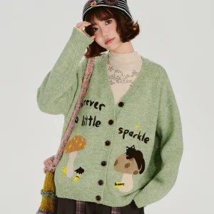 Girly American Retro Embroidered V-ne Open Cardigan Sweater Women's Loose Knitted Top Autumn Winter New Sle Casual Fa... - AliExpress Sweaters&Jumpers