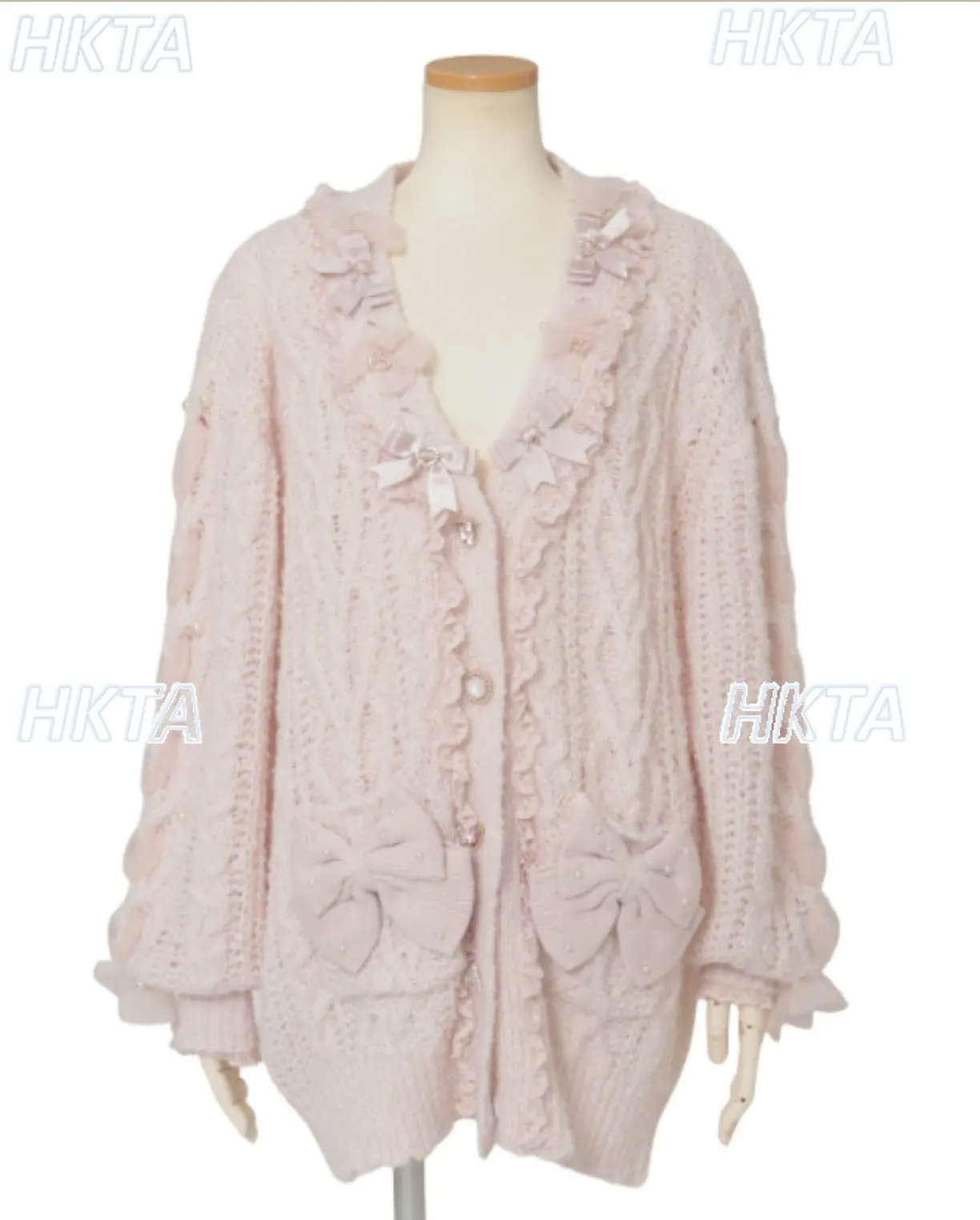Japanese Mine Kawaii Knitted Cardigan Sweater Women Spring New Sweet Heart Buttons Big Bow Loose Liz Sweaters Coat Lolita Girls - AliExpress Sweaters&Jumpers