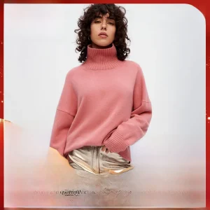 MaSandeM Women's Soft Pink High Collar Wool Knitted Sweater Autumn Winter Faion Casual Comfortable Neline Top - AliExpress Sweaters&Jumpers