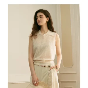 Soft Knitted Svel Embroidered Vest Loose Large Collar  irt Women's Casual Faion Summer Top Chinese Brand oll - AliExpress Sweaters&Jumpers