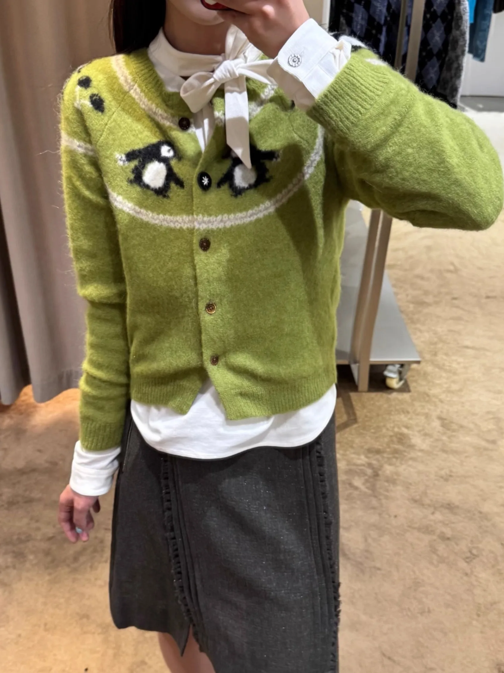 Penguin Baby Fce Long Sve Knitted Cardigan Autumn Winter Cute Sle Cartoon Print V-Ne Girls Regular Fit Wool Blend S... - AliExpress Sweaters&Jumpers
