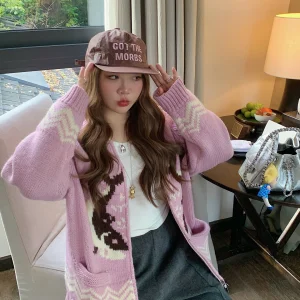 Hand Knitted Dolphin Pattern Open Cardigan Sweater for Women plus Size Winter Thiened Knitwear Casual Loose Fit Long Sve - AliExpress Sweaters&Jumpers