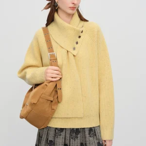FSLE【Premium Series】Winter 2025 Women's Scarf Inspired V-Neck Knit Sweater - Relaxed Fit Comfort Pullover with Soft Touch - AliExpress Sweaters&Jumpers