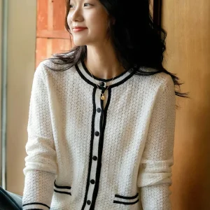 Chivirin Women's Knitted Woolen Open Cardigan Hollow out Color Blo round Ne Spring Faion Lightweight Luxury Sle Long ... - AliExpress Sweaters&Jumpers