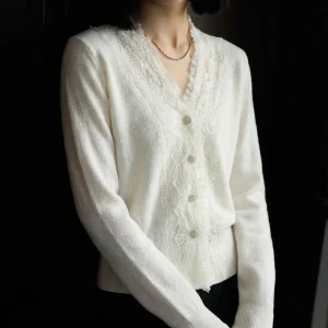Chivirin Lace V-Ne Knitted Camere Open Cardigan Women's Faion Slimming Versatile Sweater Jaet Luxury Sle Long Sve - AliExpress Sweaters&Jumpers