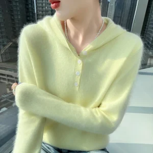 Autumn and winter women's pullover hooded sweater fashionable and versatile knitted long sleeved new women's 100% mink cashmere - AliExpress Sweaters&Jumpers