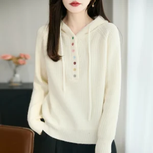 2025 autumn and winter new hooded sweater temperament versatile knitted top - AliExpress Sweaters&Jumpers