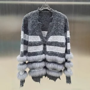 2025 New Fashion Spring Autumn Warm Sweater Real Natural Fox Fur Knitted Cardigan Women Lady Long Sleeves Femeale Luxury Coat - AliExpress Sweaters&Jumpers