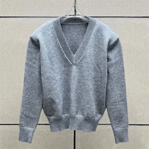 Women's sweater 2026 Spring new elastic knitted long sleeved top shoulder pad slim fit V-neck pullover y2k women's tops Knitwear - AliExpress Sweaters&Jumpers
