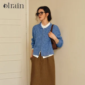 OLrain Women's Knitted Cardigans 2026 Autumn New in Turn-down Collar Zipper Sweaters Solid Casual Soft Female Tops O57QM001336 - AliExpress Sweaters&Jumpers